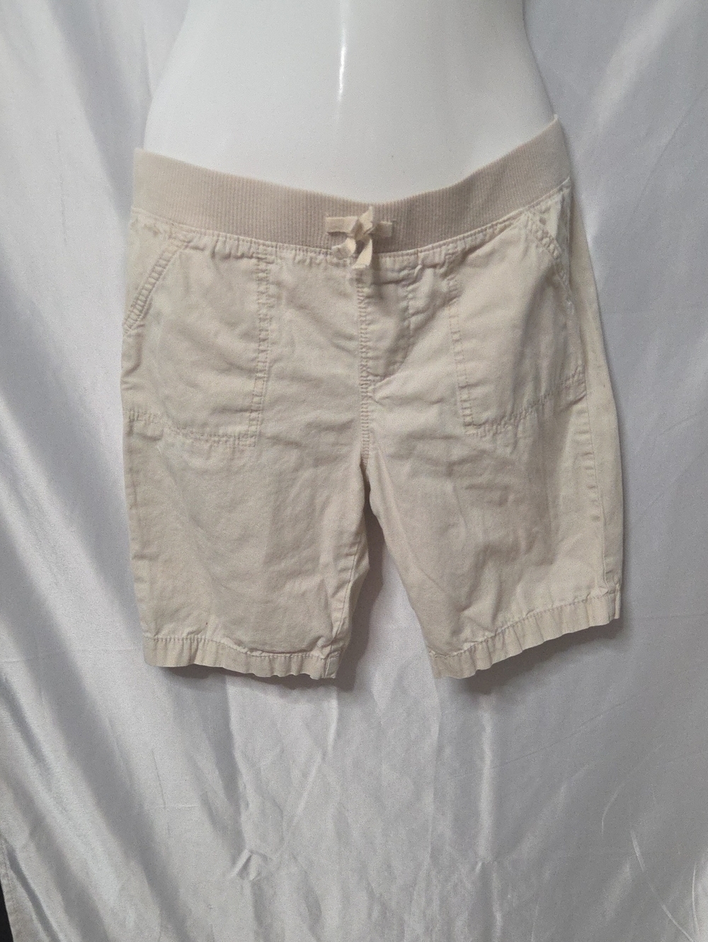 Faded Glory Cream Drawstring Pull-On Bermuda Shorts Size 11 To 14 [1740]